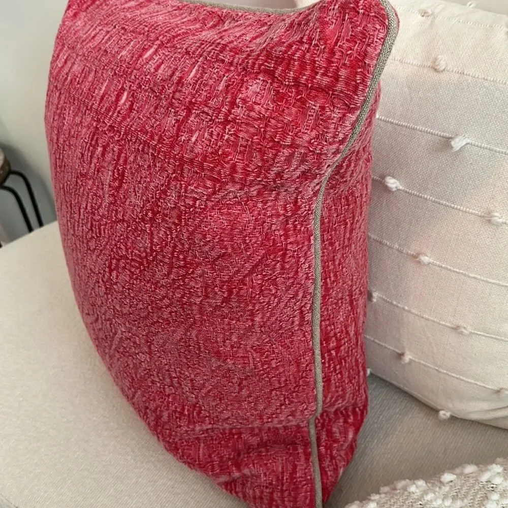 Villa Hot Pink Textured Accent Pillow Decor 22”x22”